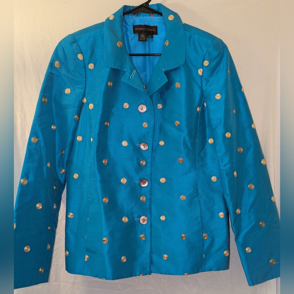 Nina McLemore Blue Blazer with Gold Accents